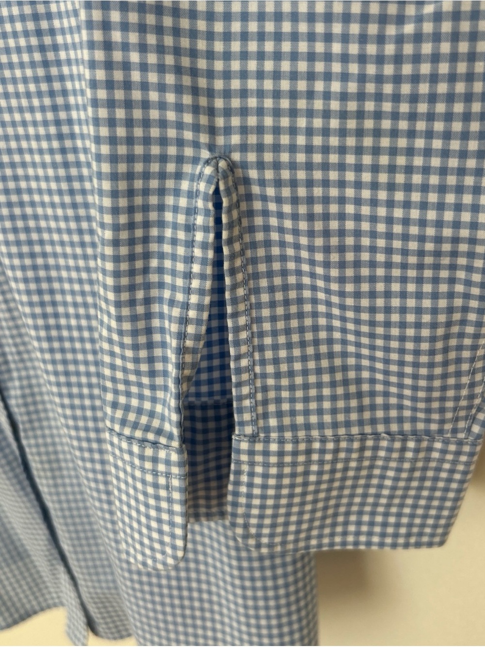 Lauren Ralph Lauren Blue Gingham Non-Iron Button Down Shirt 3/4 Sleeve Sz L - Picture 5 of 7